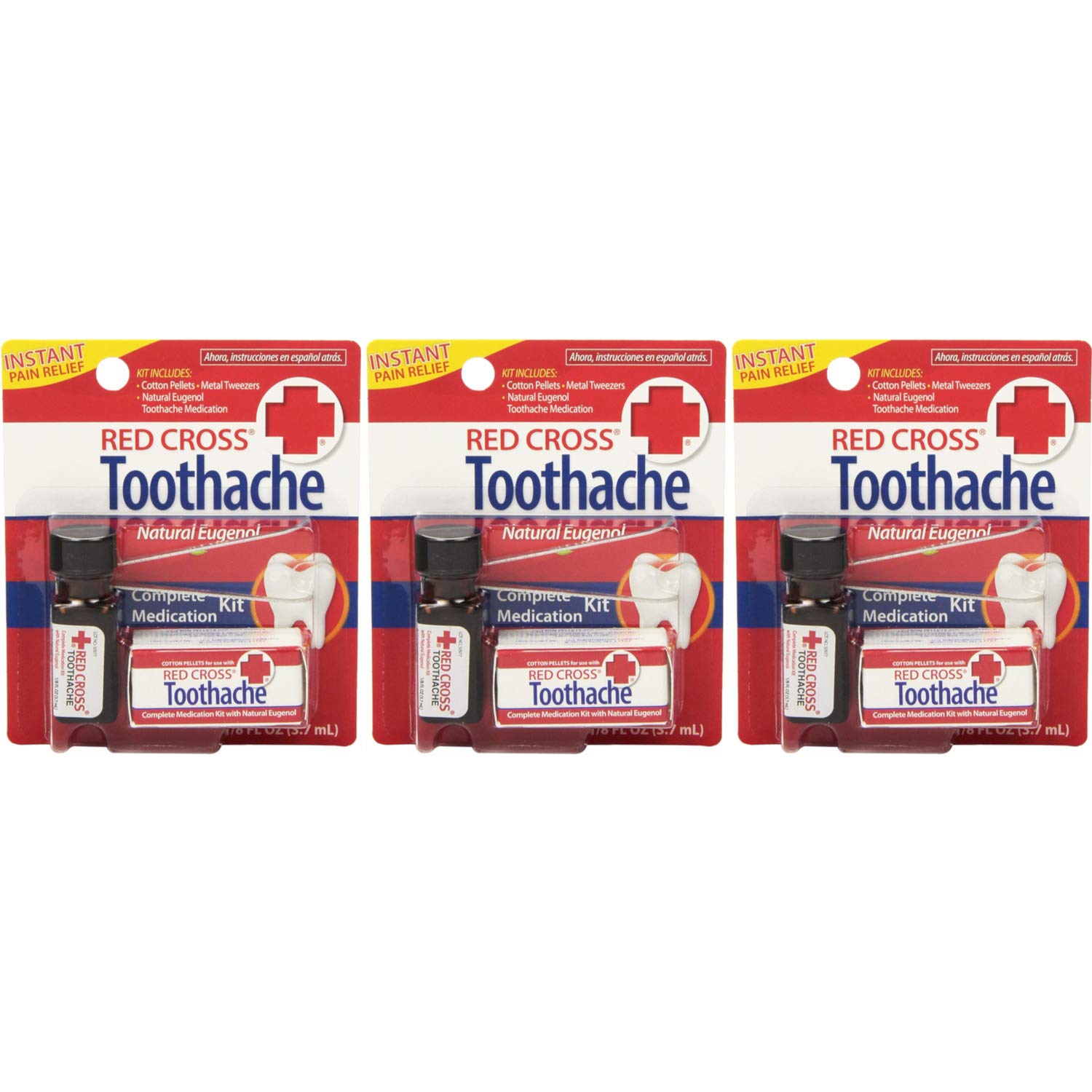 Red Cross Toothache Complete Medication Kit 0.12 oz (Pack of 3) : Beauty