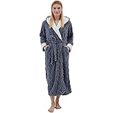 Dowesrobe Long Robes with Hood for Women,Plush Fleece Hooded Robes for Women Winter Warm Housecoat