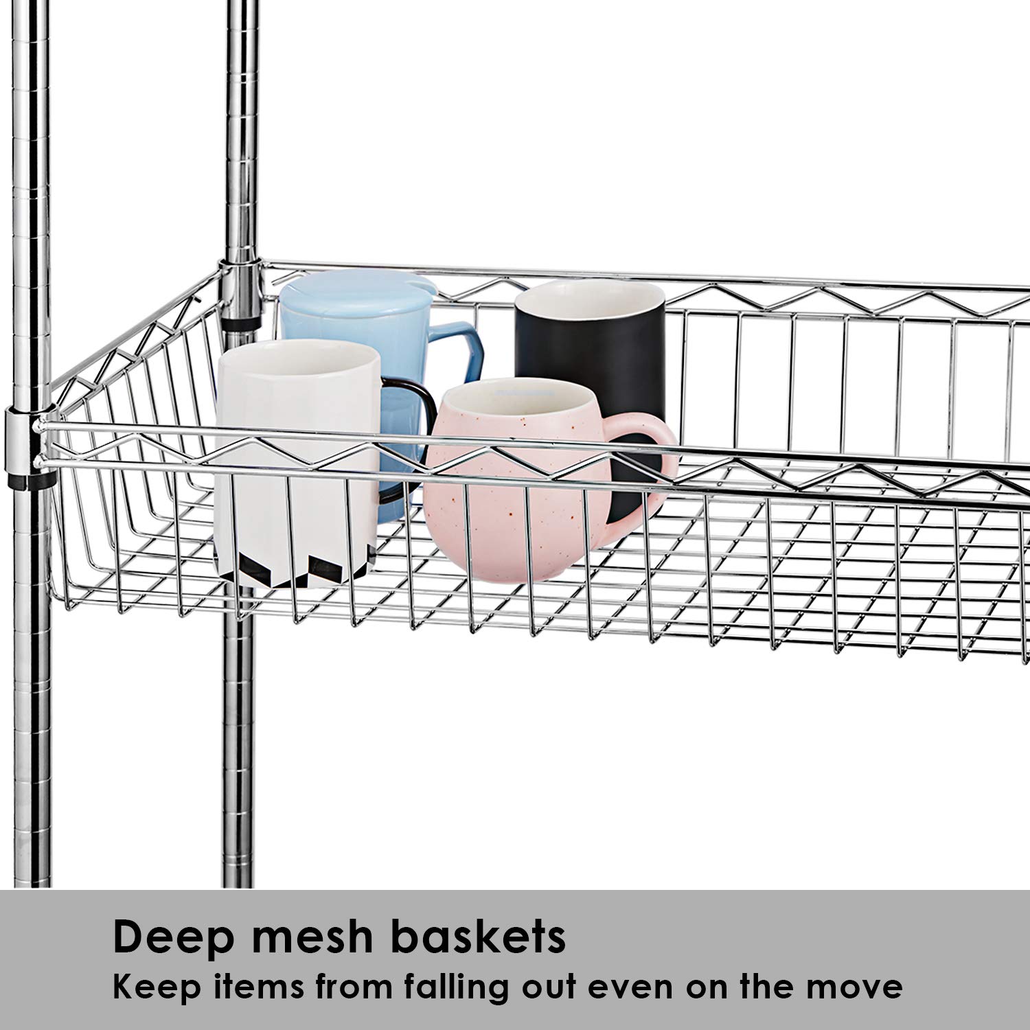 4Shelf Shelving Unit, Adjustable Wire Shelves with 4 Caster Wheels