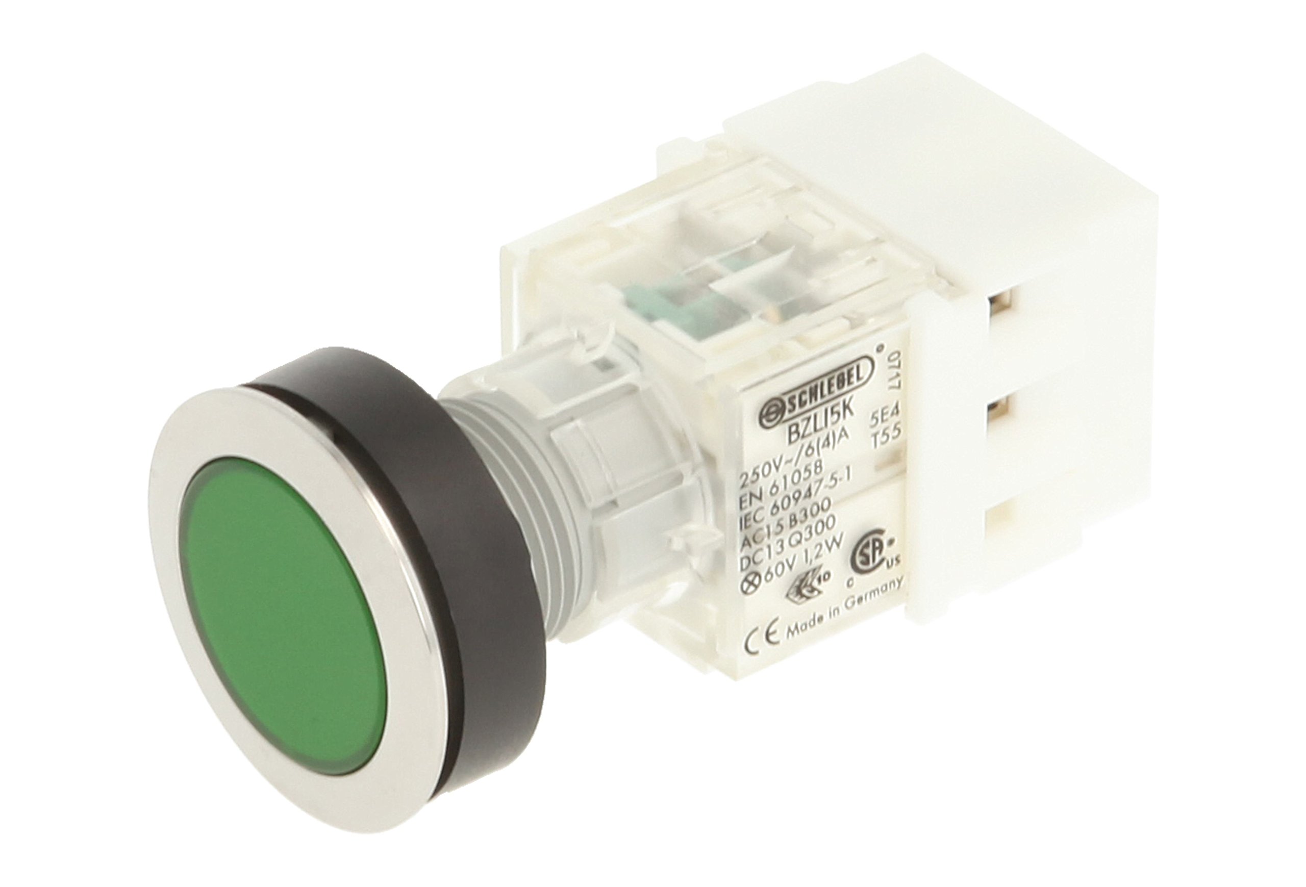 Club 23.000.465 Push Button Stainless Steel – Switch Cap, Illuminated Momentary Contact Master 1 Closer & Screw Connection, 24 V LED, Green