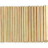 Hotop 24 Pcs Brass Rods Round Brass Pins for Knife Handles Assorted Diameter 1.5-8 mm for 100 mm Length Brass Rod Lathe Bar B
