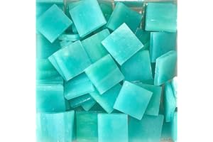 OAKBUD 130pcs/200g Mixed Color Mosaic Tiles Glass Mosaic Glass Pieces for Home Decoration or DIY Crafts, Square, 1.5x1.5 cm (Lake Blue)