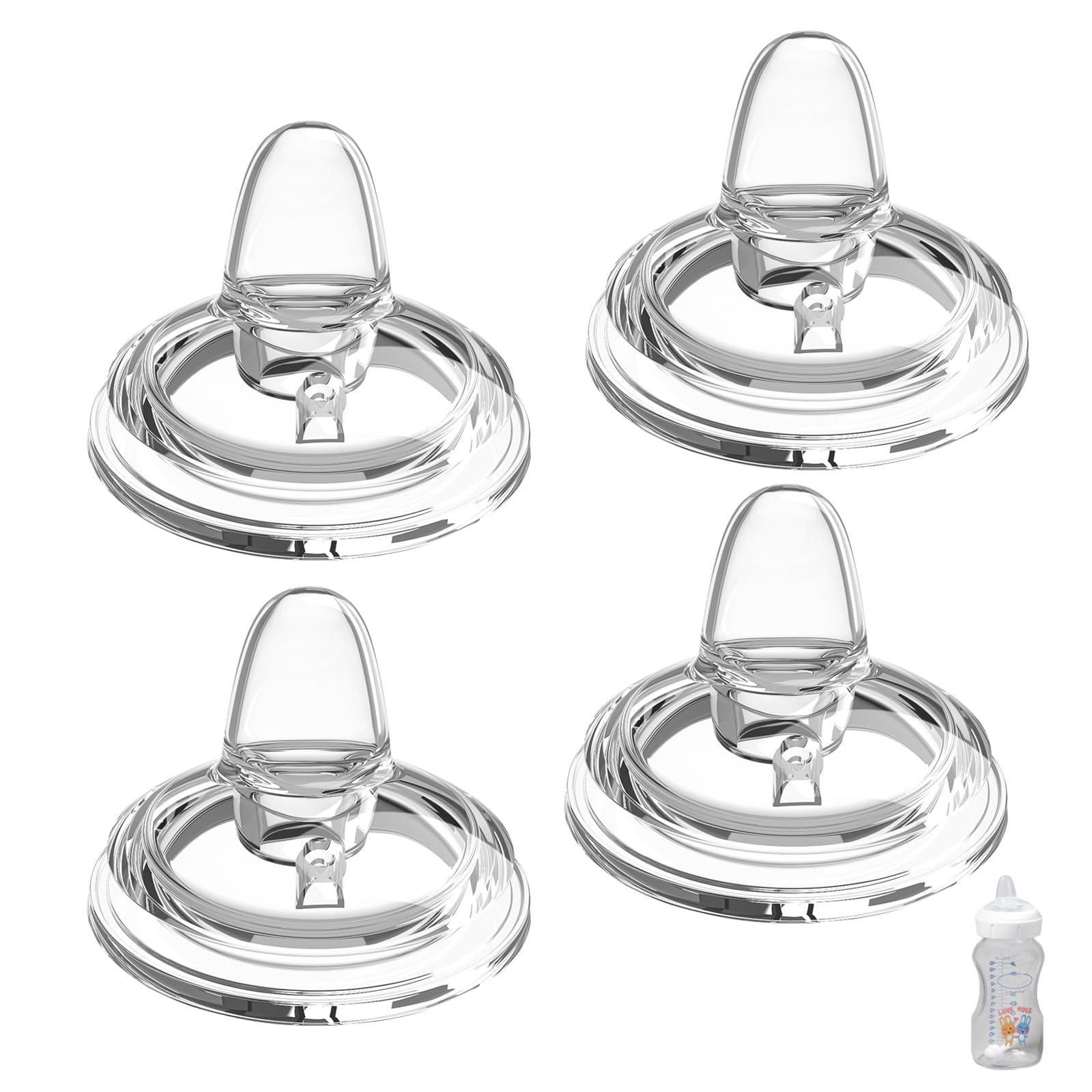 Photo 1 of Sippy Spout Nipples for Dr. Browns Wide Neck Baby Bottles, Transition Straw Sippy Cup 100% Food Grade Silicone Soft Nipple, 6m+, Pack of 4