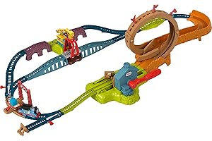 Thomas & Friends Toy Train Set Loop & Launch Maintenance Yard with Thomas Motorized Engine & Carly The Crane for Kids Ages 3+ Years