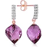 Galaxy Gold GG 14k Solid Gold Chandeliers Earrings with Diamonds and Briolette Twisted Amethysts