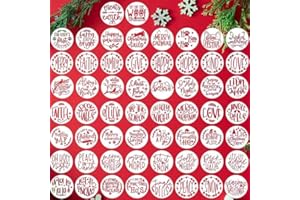 ZOSYLLEY Christmas Stencils for Painting on Wood Slice,3" Small Christmas Stencils for Crafts Reuable Xmas Holiday Stencil for Tiered Tray Wood Sign Decor
