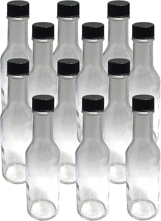 5 oz. Woozy Clear Glass Hot Sauce Bottle w/Dripper Orifice