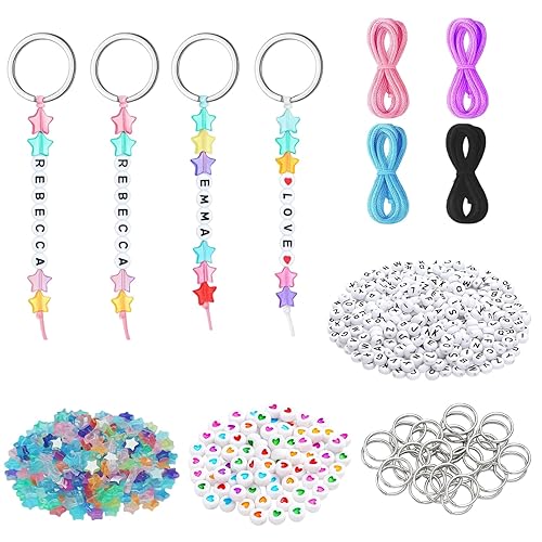 556PCS Keyring Making Kits,Keyring Making Kit,with The Feature of DIY Free Combination,are Very Suitable for Handcrafting Keychains,Backpack Decorations and Party Gifts.