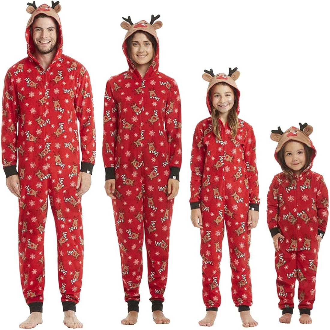 Loozykit Familien Weihnachten Pyjamas Set Schlafanzug Jumpsuit Hoodie
