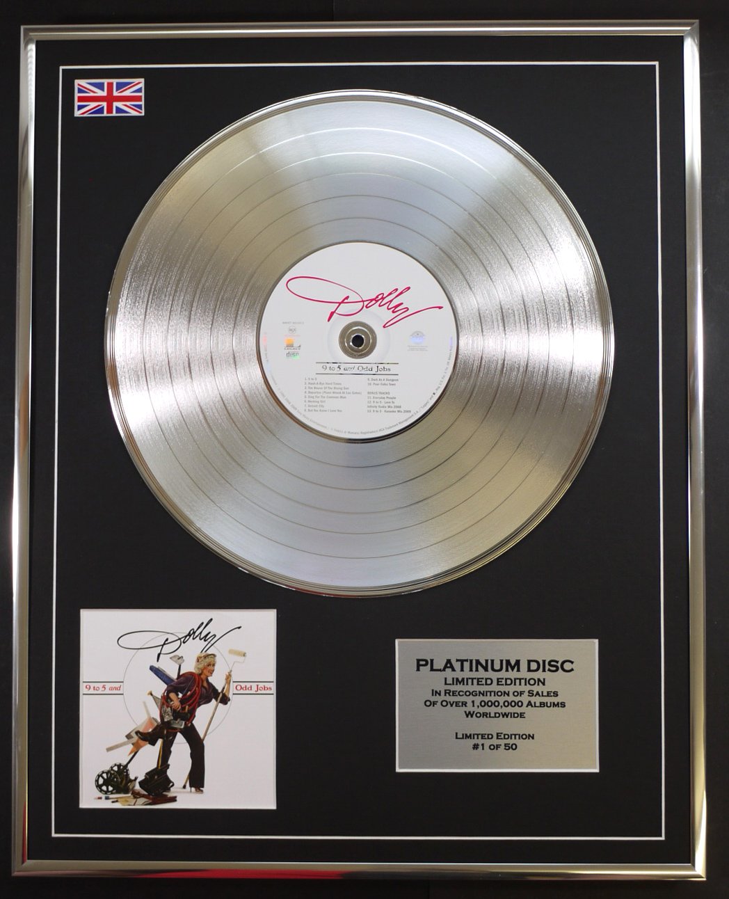 DOLLY PARTON/LTD EDITION CD PLATINUM DISC/9 TO 5 AND ODD JOBS