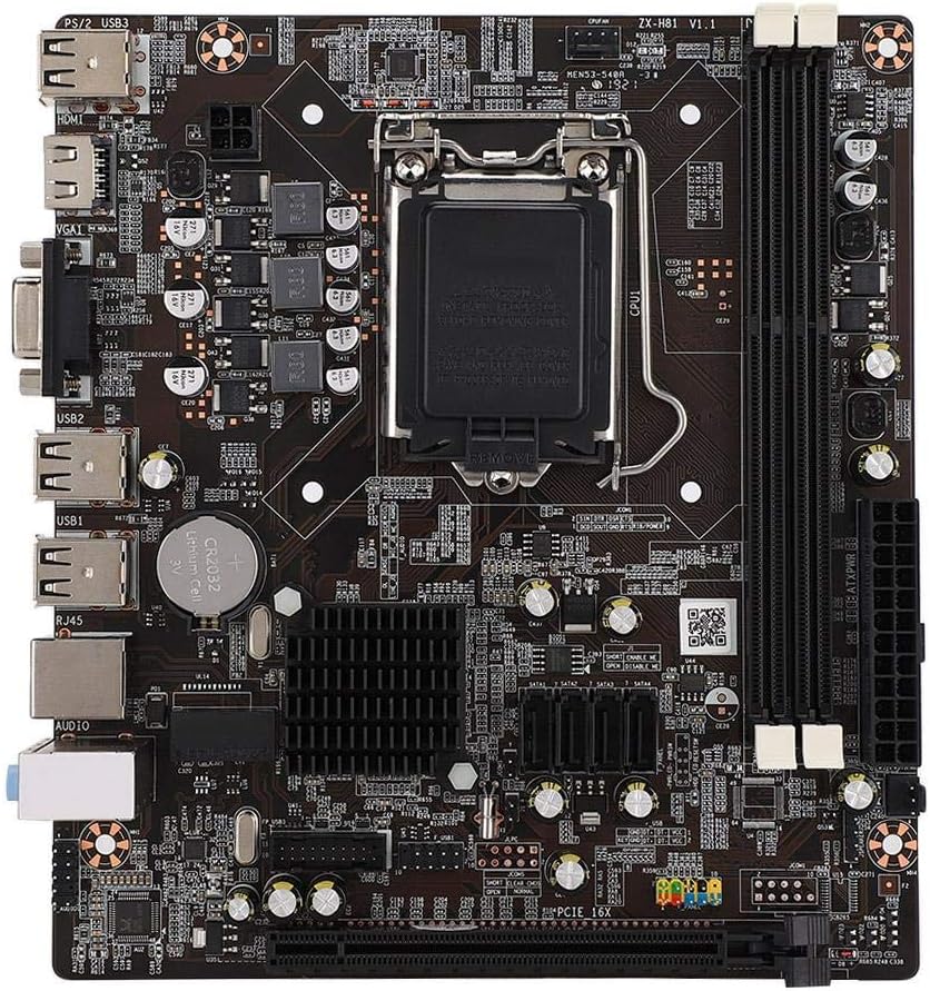 PUSOKEI H81 LGA 1150 Motherboard DDR3 1600 HDMI VGA Dual Output SATA USB 3.0