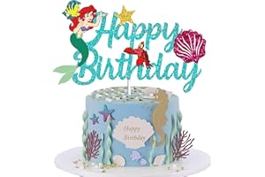 ALLPICK Happy Birthday Little Mermaid Cake Topper Mermaid Cake Topper Favors for Girls Birthday Party Cake Decorations
