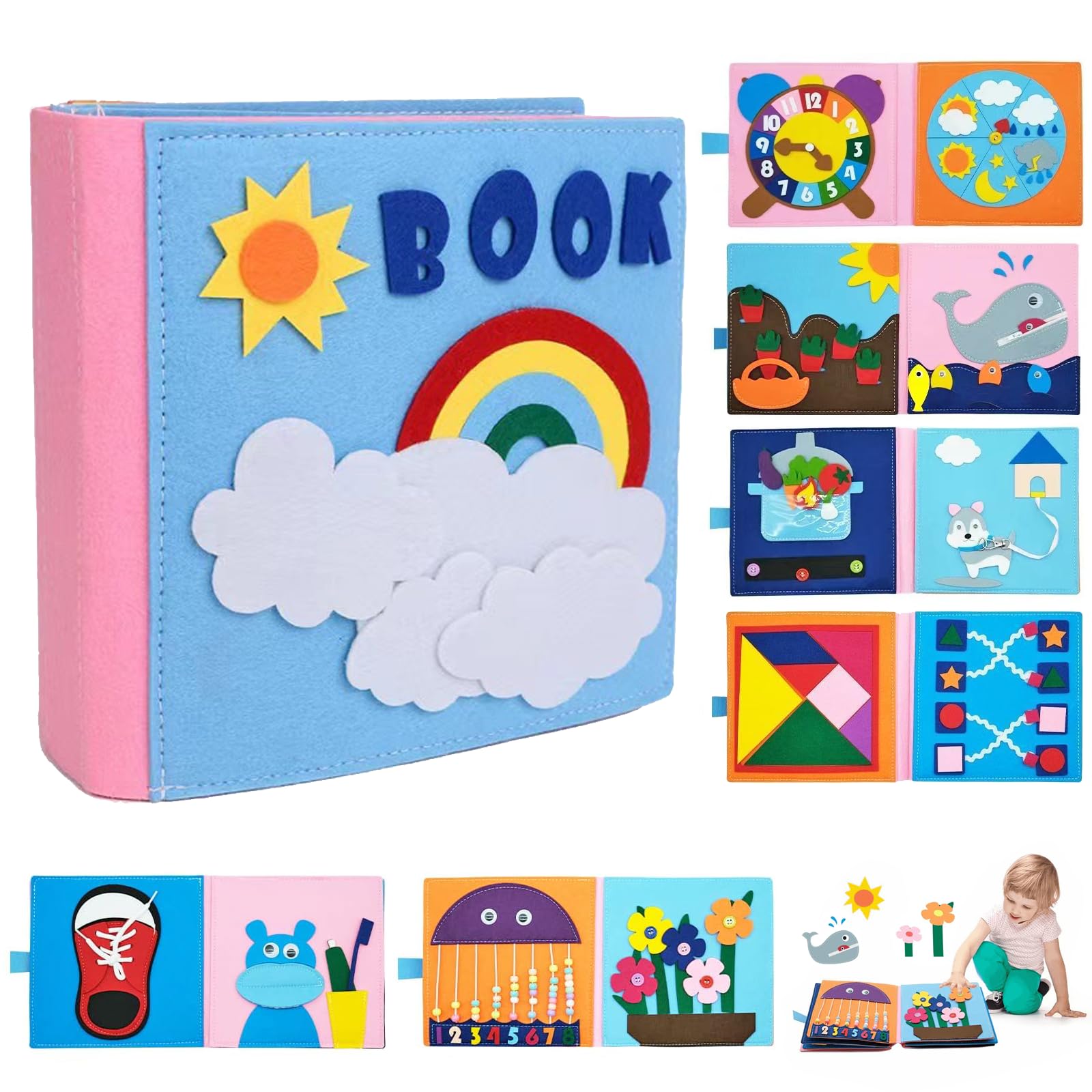 Photo 1 of Cobelae Montessori Toys Busy Board for Toddlers, Baby Airplane/Road Trip Quiet Book, Preschool Learning Activities Develop Fine Motor Skills Educational Sensory Travel Toys for Boys and Girls Gifts