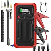 Jump Starter with Tire Inflator, 12V Portable Jump Box with 150 PSI Digital Air Compressor, 4000A Car Battery Jumper for Up to 10L Gas/8.0L Diesel Cars, Trucks, Motorcycles, Bikes and More