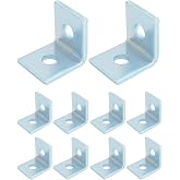 QWORK 10-Pack Heavy Duty L-Shaped Connector Brackets - 2 Hole, Compatible with All 1-5/8" Strut Channels, 1/2" Bolt Hole, 90 Degree Angle, Electrogalvanized Carbon Steel