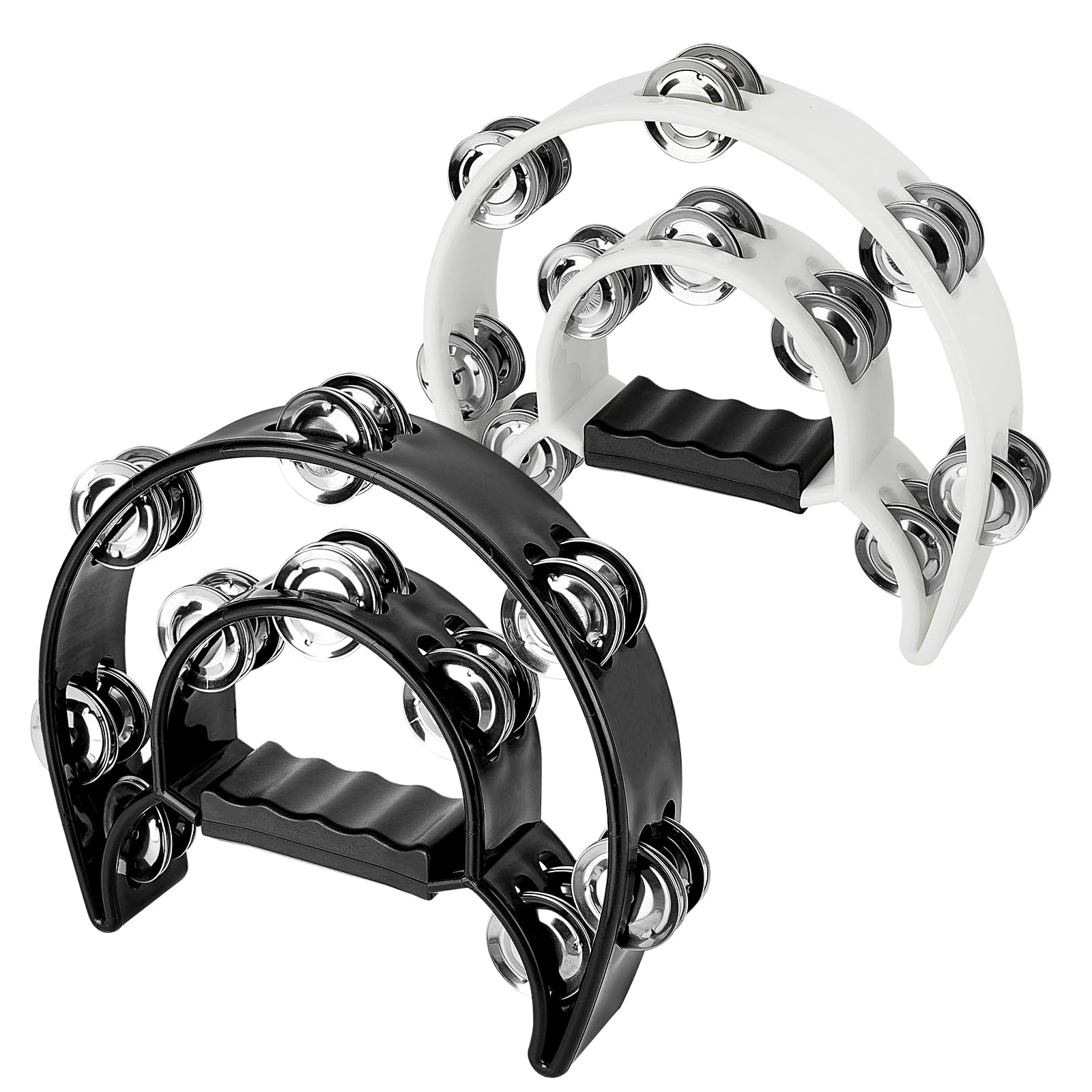 Musiin Double Row Metal Jingles Half-Moon Tambourine Versatile Pro Percussion for Dynamic Performances(2packs)