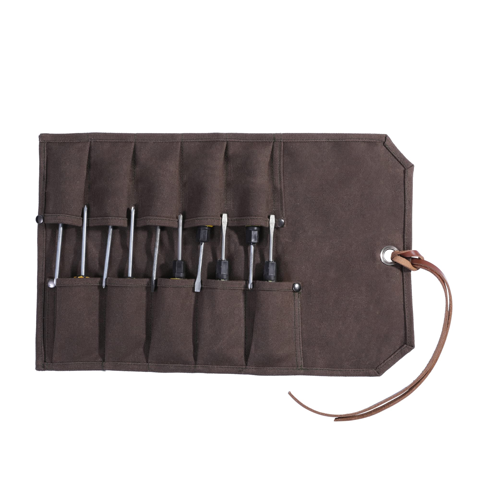 Tool Roll Up Bag with 10 Staggered Tool Pockets,Chisel Roll Portable Carry Small Tool Organize Pouch (Grey)