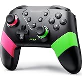 VOYEE Switch Controller for Switch/Lite/OLED, Pro Controller Pink-Green | Programmable, Wireless Remote, Motion Control, 6-Axis Gyro, Vibration, Turbo, Wake-Up, Ergonomic Grips, 33ft Range