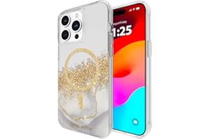 Case-Mate iPhone 15 Pro Max Case Karat Marble - Luxury Marble & Gold Bling Glitter Bumper Cover for Apple iPhone 15 Pro Max 6.7" - 12ft Drop Protection, MagSafe Compatible