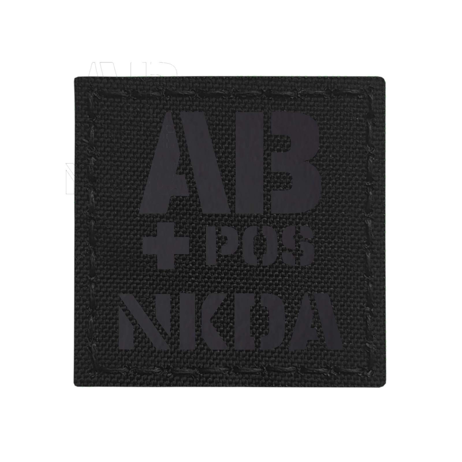 IR ABPOS NKDA AB+ Blood Type Blackout 2x2 Tactical Morale Hook-and-Loop Patch