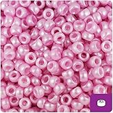 BeadTin Light Pink Pearl 6.5mm Mini Barrel Pony Beads (1000pcs)