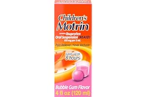 Motrin Children's Oral Suspension Medicine, 100 mg Ibuprofen, Kids Fever Reducer & Pain Reliever for Minor Aches & Pains Due to Cold & Flu, Alcohol-Free, Bubble Gum Flavored, 4 fl. oz