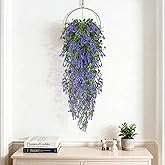 RAINFLOW Artificial Hanging Flowers for Outdoors - Lifelike Fake Outdoor Plant with 135 Mini Lily Flower, Realistic Fake Flowers for Shelf Porch Patio Garden Wedding Party DIY Decoration