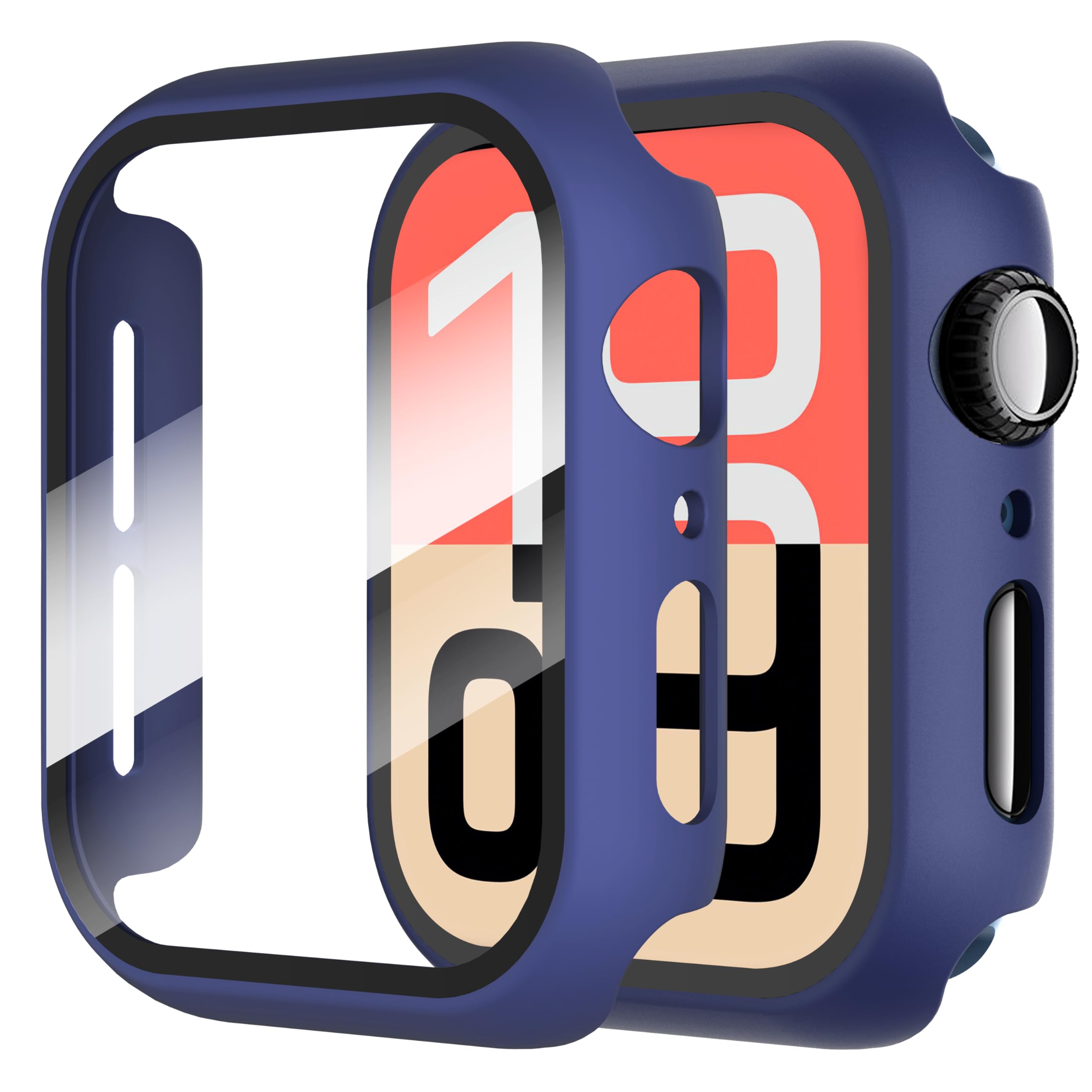 Diruite 2-Pack Screen Protector for Apple Watch SE 3/2/1 /Series 6 5 4 40mm Tempered Glass Case,All Around Hard Matte PC Protective Cover,Blue,40mm