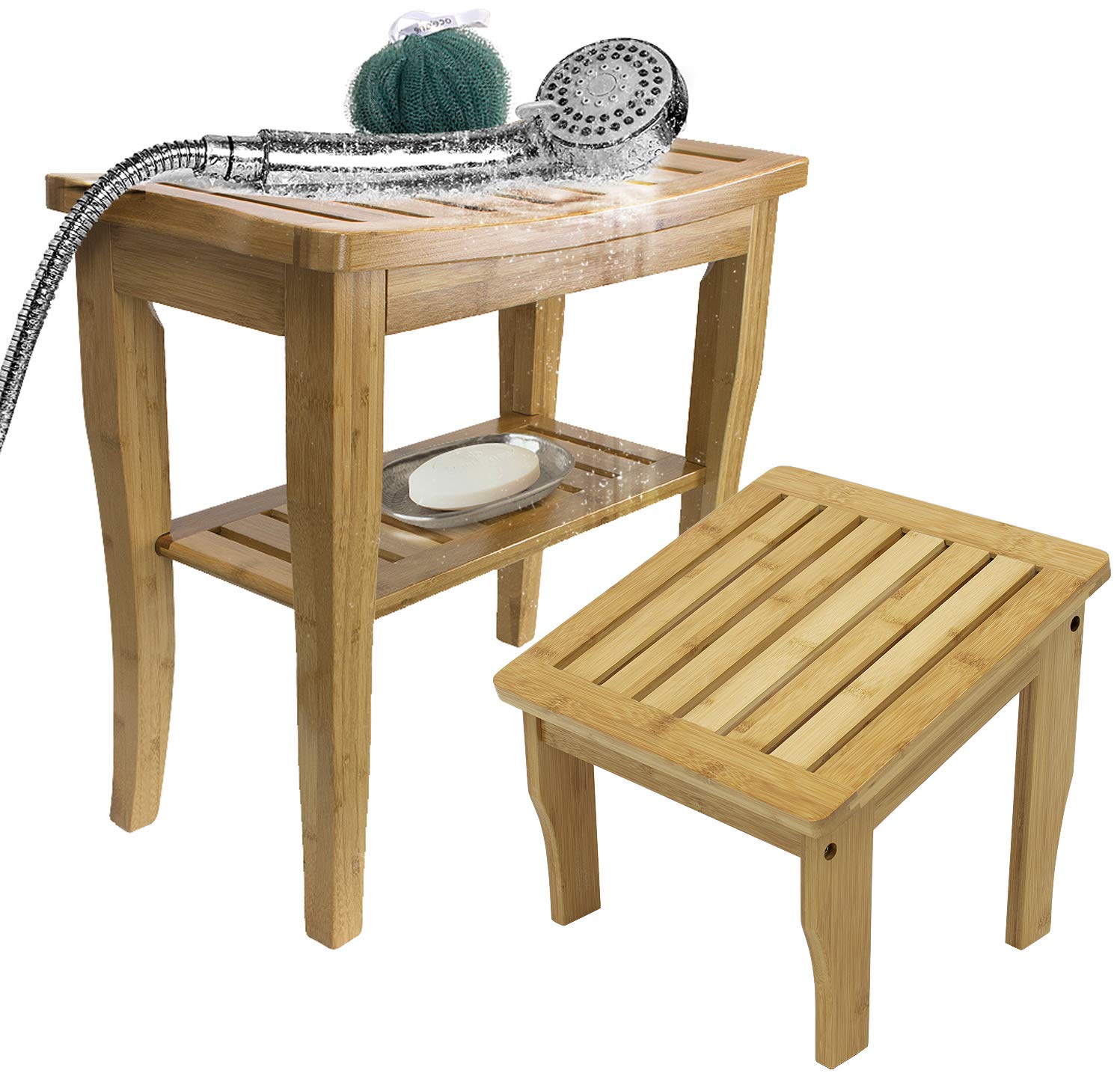 Buy Sorbus Bamboo Shower Bench and Foot Stool Set for Inside Shower