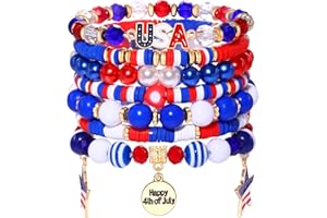 BSJELL 5 Pack Beaded Bracelet Stackable Christmas Thanksgiving St. Patrick’s Day Valentine's Day Beaded Stretch Bracelet Holiday Charm Bracelets Festive Jewelry Gifts for Women
