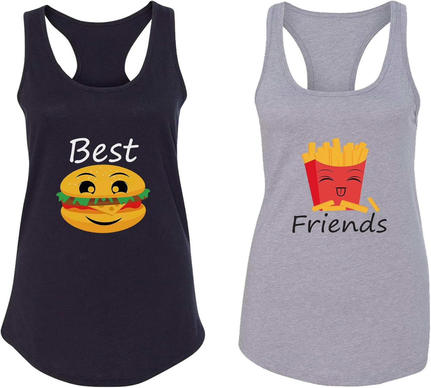 Burger and French Fries - Best Friend Tank Tops - Custom BFF Racerback for 2