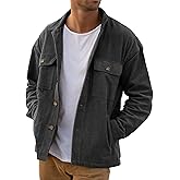 PLEPAN Men's Corduroy Shacket with 4 Pockets (Chest & Side Slant) Button Down Work Jackets Casual Long Sleeve Shirt Jacket