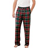 Mens Christmas Pajamas Pants Plaid Flannel Pjs Bottom with Pockets M-XXL