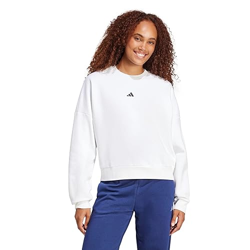 adidas Women's Small Logo Fleece Sportswear Sweatshirt, White/Black, Small