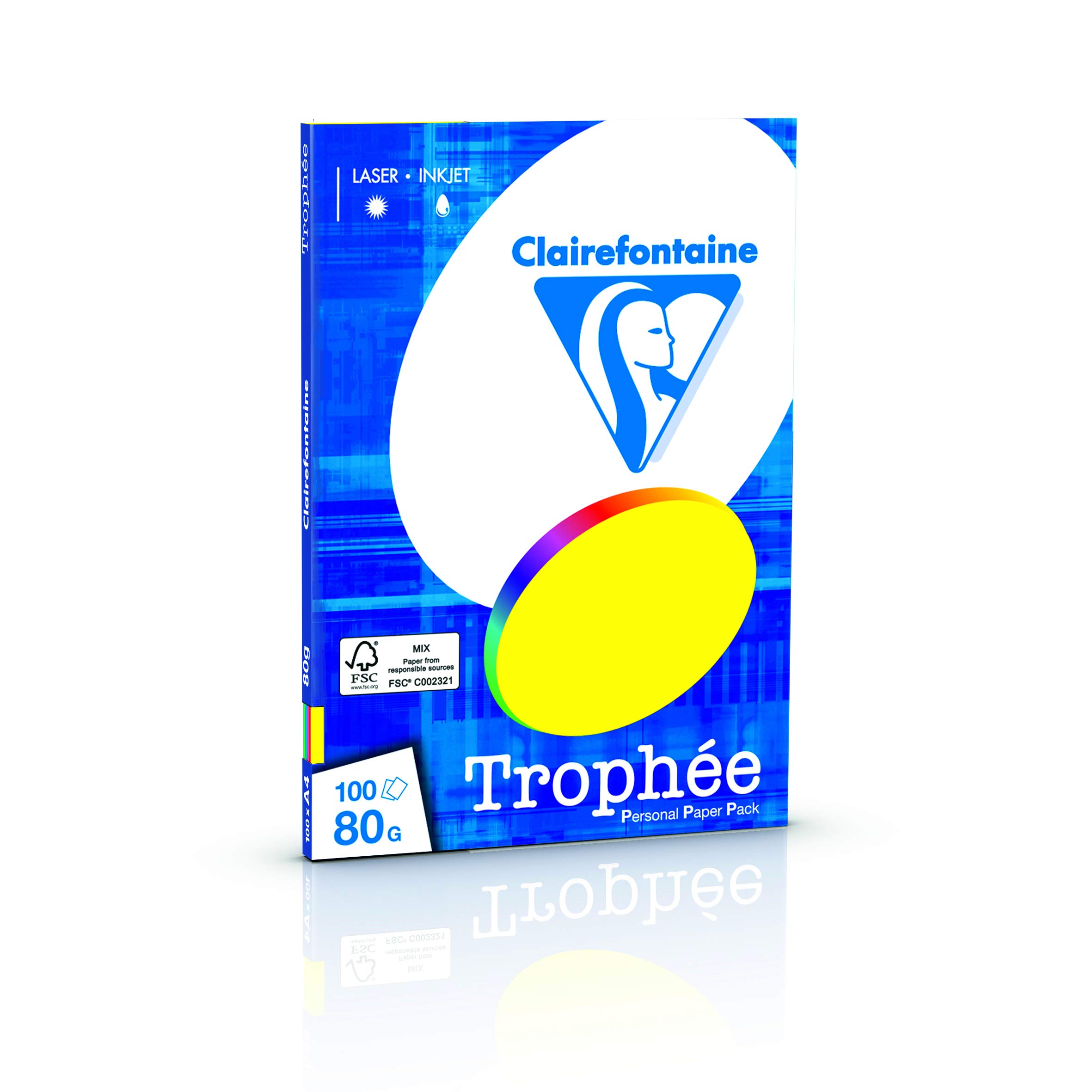 Clairefontaine Trophee PPP 1876/0C Printer Paper/Copier Paper Intense Colours DIN A4 80 g 100 Sheets Assorted Colours 1 Pack โ image 1
