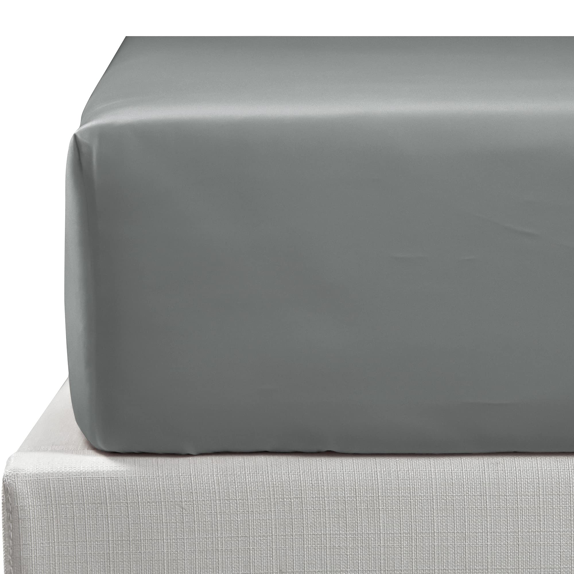 NTBAY 500 Thread Count 100% Egyptian Cotton Double Fitted Sheet, Super Soft Cozy and Breathable Deep 12" / 30cm Fitted Bed Sheet, Dark Grey