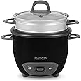 Aroma Housewares 6-Cup (Cooked) Pot-Style Rice Cooker and Food Steamer, Black ARC-743-1NGB