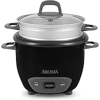 Aroma Housewares 6-Cup (Cooked) Pot-Style Rice Cooker and Food Steamer, Black ARC-743-1NGB