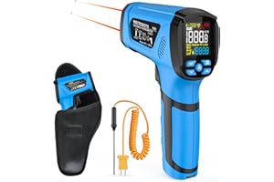 INSTRODOTS Infrared Thermometer Temperature Gun, -40℉ to 2192℉ Dual Laser High Temp Thermometer with LCD Color Display, Non-Contact Industrial Pyrometer 50:1 Distance Ratio, Adjustable Emissivity