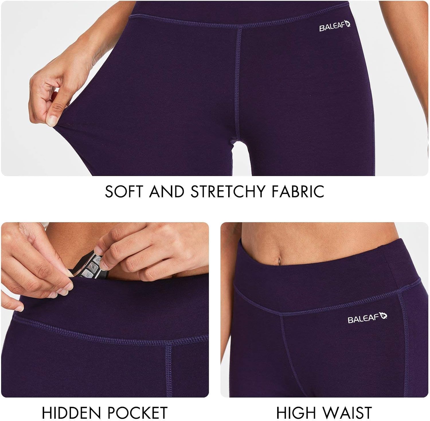 BALEAF Women's Bootcut Regular/Tall High Waisted Yoga Pants Bootleg Jazz Cotton Pants : Clothing