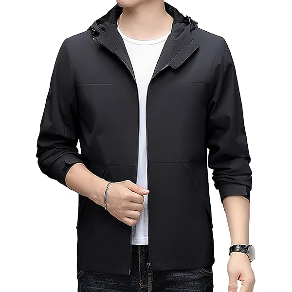 SWJGLITTR Men's Drawstring Hooded Jacket Male Casual Outdoor