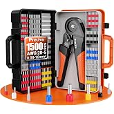Preciva Hexagonal Ferrule Crimper, AWG 28-5 Self-Adjustable Ratchet Ferrule Crimping Tool Kit with 1500Pcs Wire Ferrule Terminals Connectors