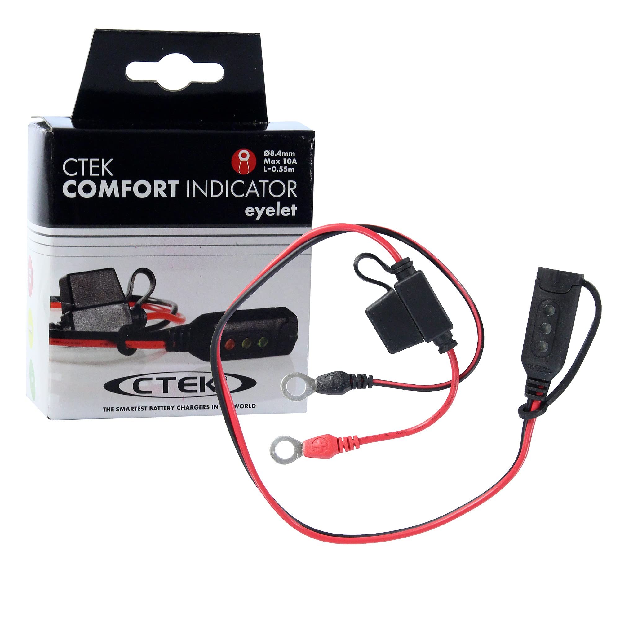 CTEK 56-382 Indicator Eyelet M8 Practical LED Indicator for Immediate Indication of Battery Charge Levels, Red/Black