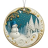 Happy Snowman Christmas Ornaments 2026, Holiday Acrylic Hanging Ornament for Xmas Tree Window Car, Snowman Decor for Home, Unique Christmas Decorations, Winter Gifts for Friends Family Coworkers