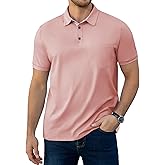LuxMania Men's Casual Polo Shirts Summer Short Sleeve Contrast Stripe Collared Golf Polos Tee Shirt with Pocket