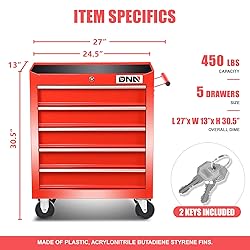 DNA MOTORING TOOLS-00263 5-Drawer Plastic Top