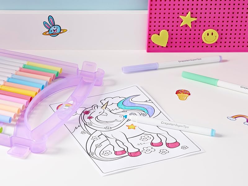Pastel - Set Valigetta Pennarelli Lavabili SuperTips, 65 pezzi, Colori Assortiti Pastello, Attività Creativa e Regalo per Bambini, da 4 anni