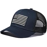 AURR American Flag Trucker Hat, Patriotic Baseball Cap for Men & Women, Breathable Mesh Adjustable Snapback, USA Flag Patch