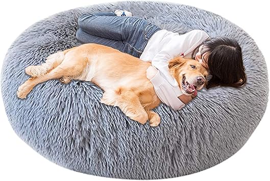 Jumbo Extra Large Xxxl Dog Bed Orthopedic Donut Calming Anti Anxiety Cushion Fluffy Plush Sofa Wicker Heated Cave Xxl Sleep Basket Xl Washable Medium Grey Amazon Co Uk Pet Supplies