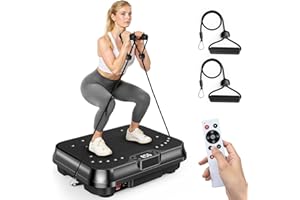 Bigzzia Vibration Plate Exercise Machine for Weight Loss – 250-Speed Platform with Remote & Resistance Bands, 450 lbs Capacity – Quiet Full Body Workout for Lymphatic Drainage at Home